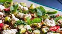 Spicy Beef & Cucumber Salad With Cashew Raita Spicy Beef & Cucumber Salad With Cashew Raita
