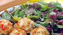 Crab Stuffed Portobellos and Citrus-Mustard Dressed Greens Crab Stuffed Portobellos and Citrus-Mustard Dressed Greens