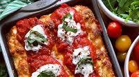 Deep Dish Style Pizza With Plum Tomato Sauce, Fresh Burrata And Basil Deep Dish Style Pizza With Plum Tomato Sauce, Fresh Burrata And Basil