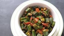 Fried okra with green chilli Fried okra with green chilli