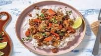 Thai Pork & Mushroom Stir-Fry with Garlic Rice Thai Pork & Mushroom Stir-Fry with Garlic Rice
