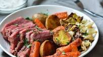 Roasted Corned Beef and Cabbage with Carrots, Potatoes & Horseradish Cream Sauce Roasted Corned Beef and Cabbage with Carrots, Potatoes & Horseradish Cream Sauce