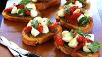 Pesto, semi-dried tomato & bocconcini bruschetta Pesto, semi-dried tomato & bocconcini bruschetta