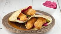 Crispy chicken and hummus pita Crispy chicken and hummus pita