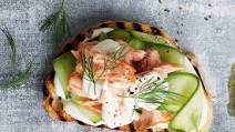 Hot-smoked salmon bruschetta Hot-smoked salmon bruschetta