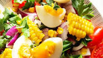 Grilled Corn & Potato Greek Salad with Purslane & Cherry Tomatoes Grilled Corn & Potato Greek Salad with Purslane & Cherry Tomatoes