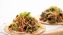 Steak Strip Tinga Tostadas with chipotle crema Steak Strip Tinga Tostadas with chipotle crema