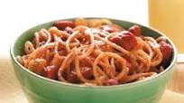 Chili Spaghetti with Hot Dogs Chili Spaghetti with Hot Dogs