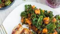 Grilled Pork Chops with Sweet Potato, Kale & Red Quinoa Salad Grilled Pork Chops with Sweet Potato, Kale & Red Quinoa Salad
