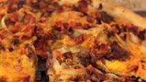 Cheeseburger Pizza with Bacon and Caramelized Onions Cheeseburger Pizza with Bacon and Caramelized Onions