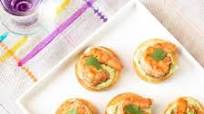 Spicy Shrimp Tostada Bites with Avocado Crema Spicy Shrimp Tostada Bites with Avocado Crema