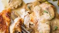 Chicken Thighs with Mushroom Herb Pan Sauce Chicken Thighs with Mushroom Herb Pan Sauce