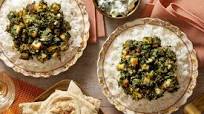 Saag Paneer with Basmati Rice, Naan & Cucumber-Yogurt Sauce Saag Paneer with Basmati Rice, Naan & Cucumber-Yogurt Sauce