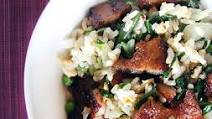 Fried rice with sticky pork belly slices Fried rice with sticky pork belly slices