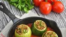Zucchini Stuffed with Pork and Tomato Sauce Zucchini Stuffed with Pork and Tomato Sauce