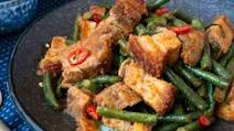 Thai Spicy Stir-Fried Crispy Pork Belly with Beans Thai Spicy Stir-Fried Crispy Pork Belly with Beans