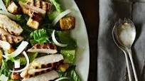 Chicken Caesar Salad with Anchovy-Caesar Vinaigrette and Garlic-Parmesan Croutons