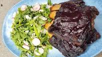 Bison ribs with wild blueberry BBQ sauce and arugula salad Bison ribs with wild blueberry BBQ sauce and arugula salad