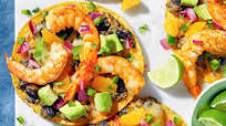 Shrimp Tostadas with Avocado Salsa Shrimp Tostadas with Avocado Salsa