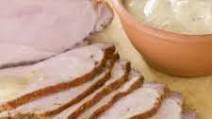 Pork tenderloin with sauce fine herbs Pork tenderloin with sauce fine herbs