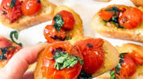Blistered Tomato Bruschetta Bites Blistered Tomato Bruschetta Bites