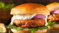 Gourmet Salmon Burger With Dijon Dill Sauce Gourmet Salmon Burger With Dijon Dill Sauce