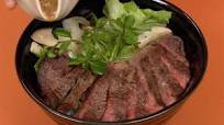 Beef Steak Donburi with Onion Ponzu Sauce Beef Steak Donburi with Onion Ponzu Sauce