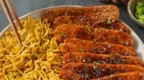 Sweet and Spicy Tempeh with Garlic Curry Noodles Sweet and Spicy Tempeh with Garlic Curry Noodles