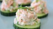 Dilly Salmon Salad on Cucumber Rounds Dilly Salmon Salad on Cucumber Rounds