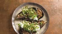 Roasted Eggplant with Caramelized Tahini and Cucumber-Yogurt Sauce Roasted Eggplant with Caramelized Tahini and Cucumber-Yogurt Sauce