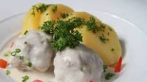 Beef Königsberger meatballs with caper sauce and potatoes Beef Königsberger meatballs with caper sauce and potatoes