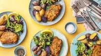 Maple and Mustard-Glazed Pork Chops with Roasted Potatoes and a Cranberry and Pine Nut Salad Maple and Mustard-Glazed Pork Chops with Roasted Potatoes and a Cranberry and Pine Nut Salad