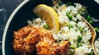 Baked Coconut Shrimp with Springy Rice and Honey Butter Sauce Baked Coconut Shrimp with Springy Rice and Honey Butter Sauce
