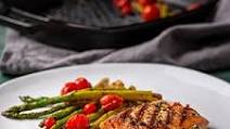 Grilled Sockeye Salmon with Asparagus and Charred Tomatoes Grilled Sockeye Salmon with Asparagus and Charred Tomatoes