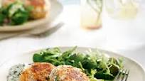 Salmon fishcakes & watercress sauce Salmon fishcakes & watercress sauce