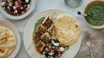 Za'atar Halibut Kebabs with Creamy Green Harissa and Shepherd Salad Za'atar Halibut Kebabs with Creamy Green Harissa and Shepherd Salad