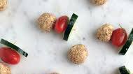 Hummus and Feta Balls with Marinated Cucumber and Tomato Hummus and Feta Balls with Marinated Cucumber and Tomato
