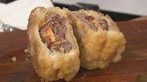 Deep fried bacon cheeseburgers Deep fried bacon cheeseburgers