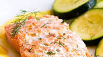Easy poached salmon cooked in white wine with dill Easy poached salmon cooked in white wine with dill