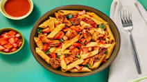 Blackened Chicken Penne with Charred Poblano & Monterey Jack Cheese Blackened Chicken Penne with Charred Poblano & Monterey Jack Cheese