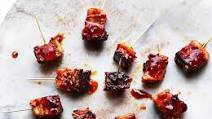 Chilli-and-marmalade-glazed pork belly squares Chilli-and-marmalade-glazed pork belly squares