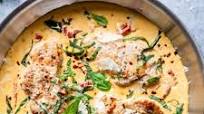 Creamy Basil Skillet Pork Chops Creamy Basil Skillet Pork Chops