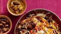 Christmas-Style Stacked Enchiladas Christmas-Style Stacked Enchiladas