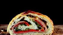 Three Cheese Prosciutto, Broccoli Rabe and Roasted Red Pepper Stromboli Three Cheese Prosciutto, Broccoli Rabe and Roasted Red Pepper Stromboli