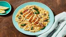 Italian Chicken over Lemony Spaghetti with Zucchini & Chili Flakes Italian Chicken over Lemony Spaghetti with Zucchini & Chili Flakes