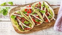 Smoky Beef Tacos with Sautéed Peppers, Jicama and Guacamole Smoky Beef Tacos with Sautéed Peppers, Jicama and Guacamole