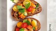 tomato, peach & avocado bruschetta tomato, peach & avocado bruschetta