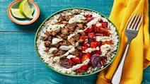 Creamy Chimichurri Steak Bowls with Charred Bell Pepper & Tomato over Garlic Rice Creamy Chimichurri Steak Bowls with Charred Bell Pepper & Tomato over Garlic Rice