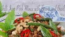 Chilli Jam Pork Mince with Beans and Basil Chilli Jam Pork Mince with Beans and Basil