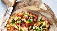 Baked Hummus Flatbread With Cherry Tomato, Cucumber, and Mint Salsa Baked Hummus Flatbread With Cherry Tomato, Cucumber, and Mint Salsa